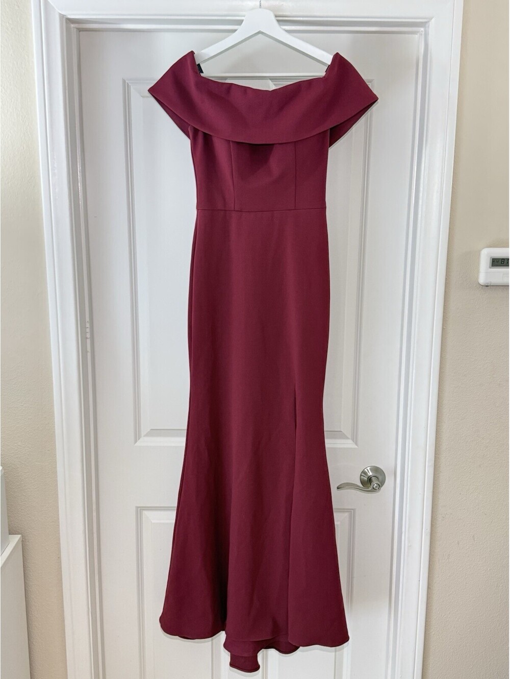 BHLDN Size 2 Burgundy Off Shoulder Maxi Bridesmaid Formal Evening Dress